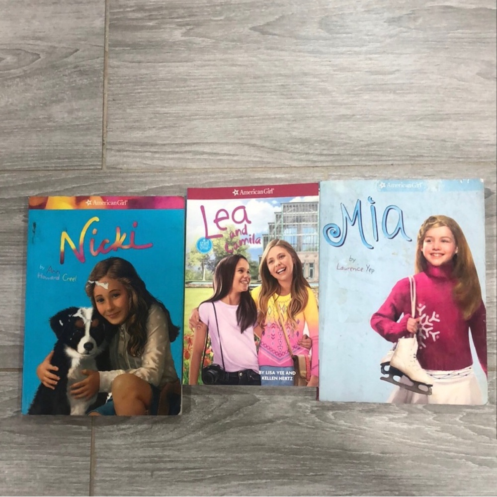 American Girl Nicki, Lea, and Mia Book Trio - Pink, Purple, Blue Covers